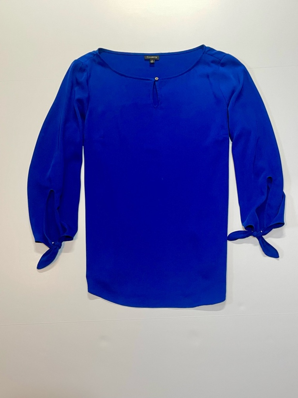 Talbots Blue Tie-Sleeve Blouse Small